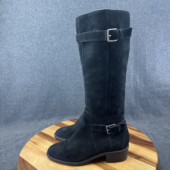 Cole Haan Women's 7B Black Suede Leather Putnam Weatherproof Knee Boot Riding - Picture 5 of 10